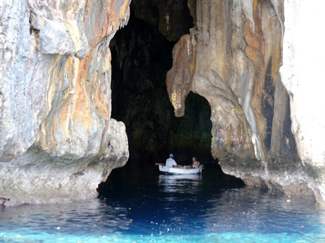 Swallows Cave & dinghy inside