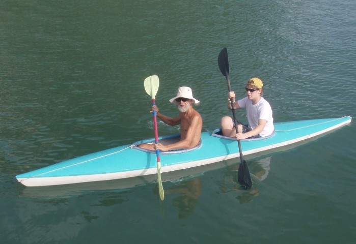 Nico and Jerry in kayak (by Jennifer)